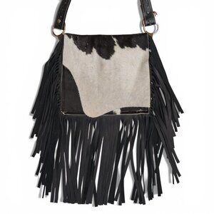Cowhide Hair-On-Hide Fringe Crossbody Bag